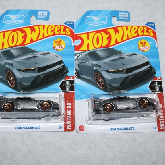 Hot Wheels lot of 2 silver Mustang 2025 Mustang 60th Anniversary all NIP - Picture 1 of 2